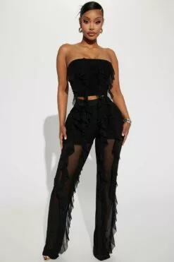 Fashion Nova Athena Mesh Pant Set - Black