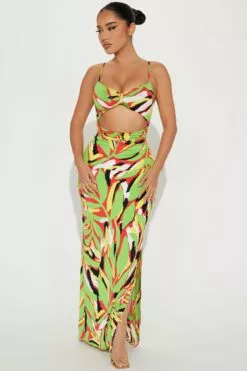 Fashion Nova Brina Maxi Dress - Green/combo