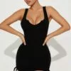 Fashion Nova Tara Ribbed Mini Dress - Black