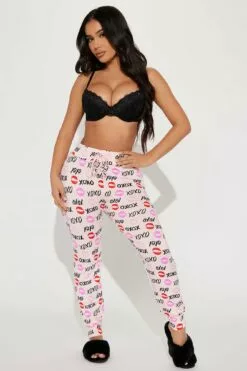 Fashion Nova XOXO PJ Joggers - Pink/combo