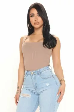 Fashion Nova Brielle Ribbed Tank Top - Mocha