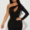 Fashion Nova Vibes On Vibes One Shoulder Dress - Black
