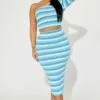 Fashion Nova Always Remember Striped Skirt Set - Blue/combo