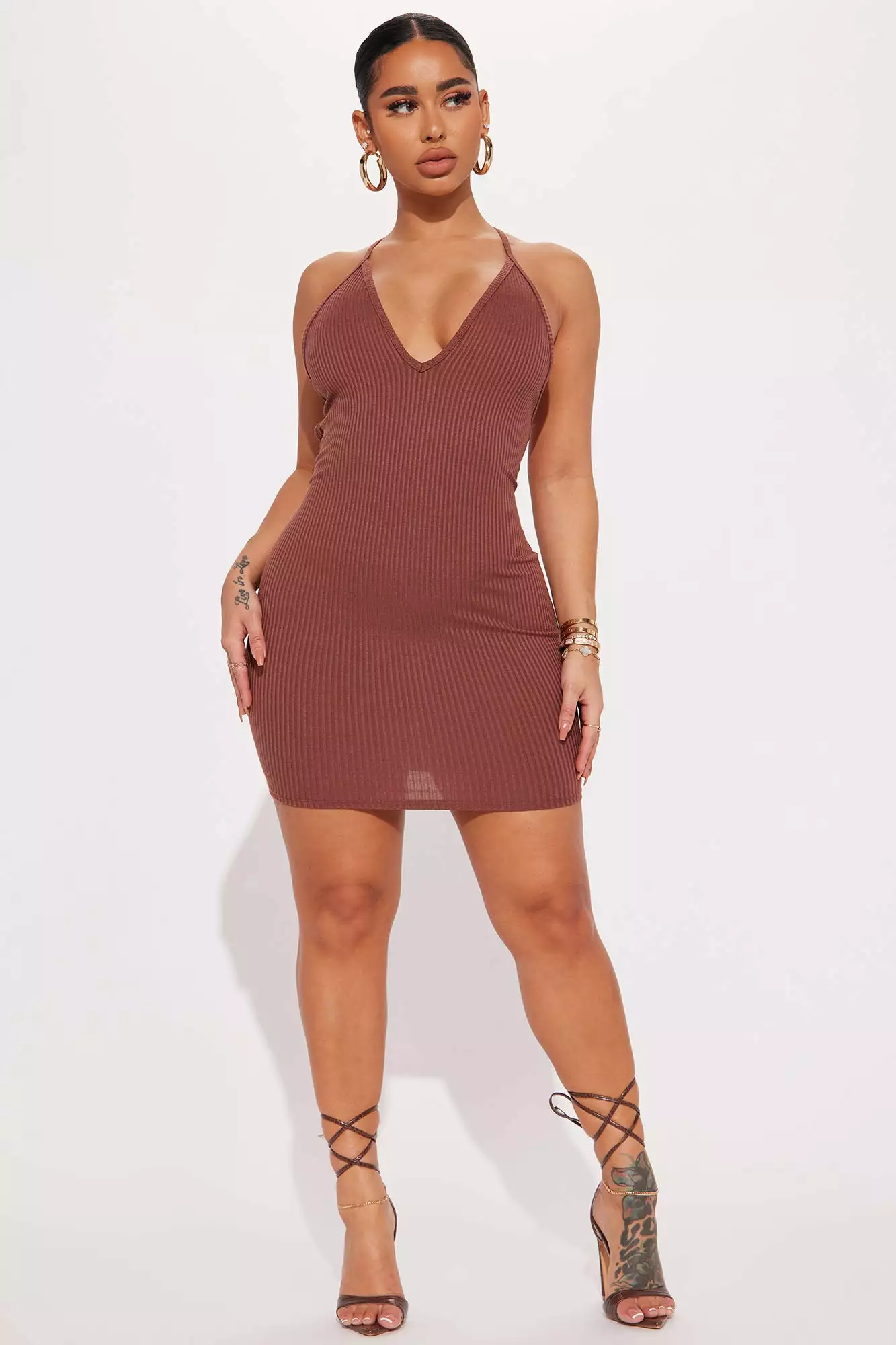 Fashion Nova Lexi Ribbed Mini Dress - Mocha 4 Fashion Nova Lexi Ribbed Mini Dress - Mocha - Image 2