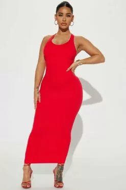 Fashion Nova Anitta Seamless Midi Dress - Red