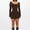 Fashion Nova Marley Snatched Mini Dress - Chocolate -Fashion Nova Sales 02 09 23JodieCollectionSet1PDP CE 11 05 21 28 ZDD1577S Chocolate 10527 P WG DM