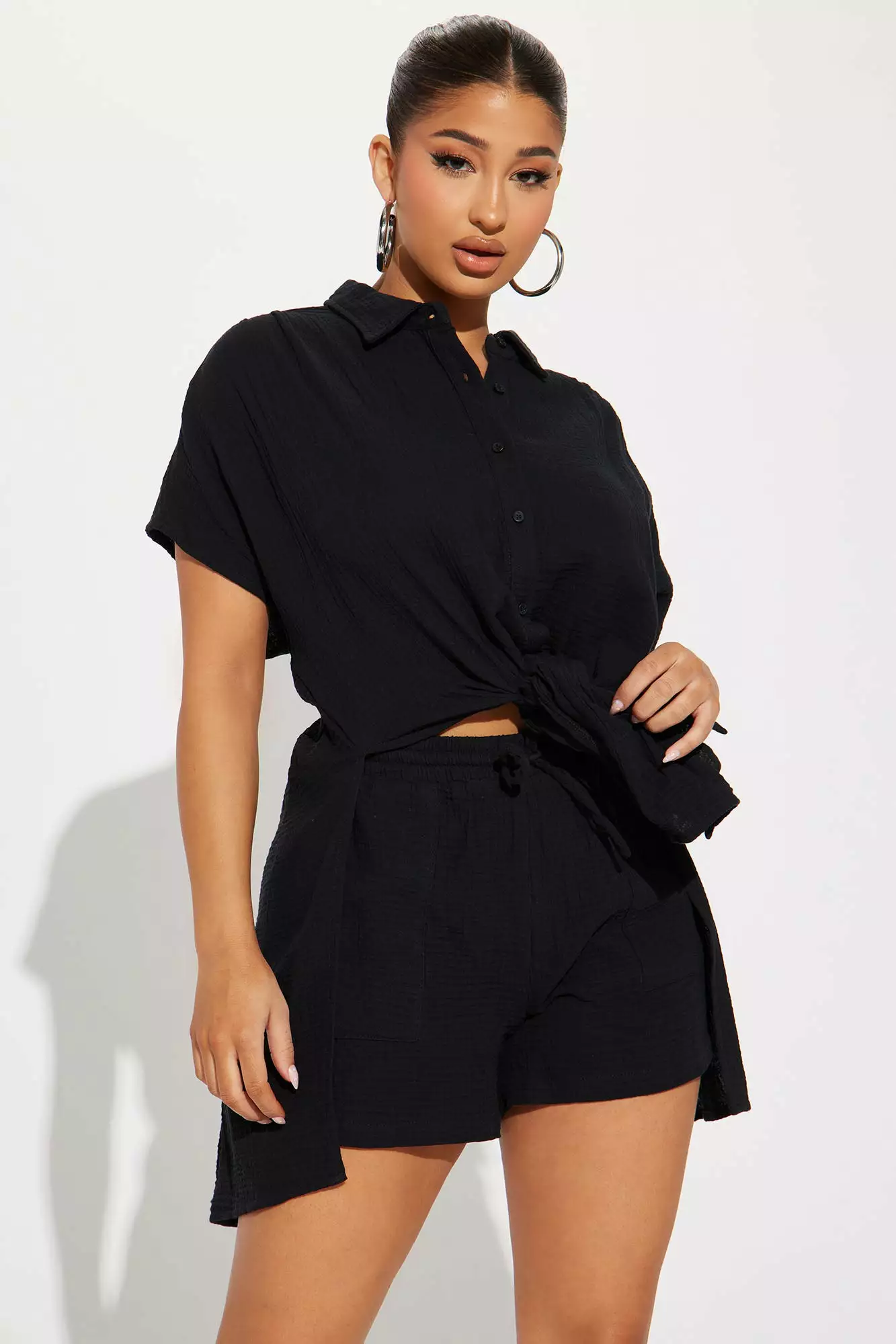 Fashion Nova For The Weekend Short Set - Black 4 Fashion Nova For The Weekend Short Set - Black - Image 2