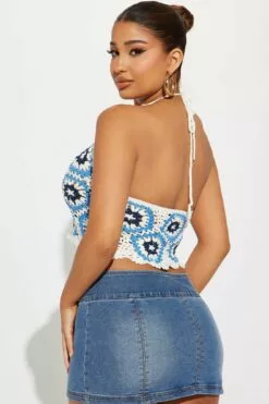Fashion Nova Kaleidoscopic Crochet Halter Sweater Top - Blue/combo -Fashion Nova Sales 02 10 23Studio2 KJ AC 12 08 06 37 W8899B Bluecombo 1427 EH