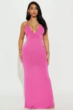 Fashion Nova Cupid's Heart Maxi Dress - Fuchsia