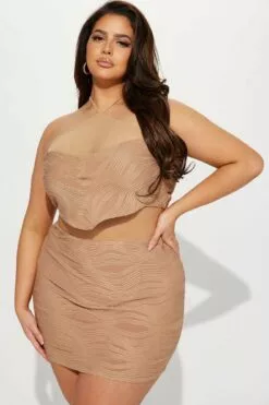 Fashion Nova Angela Textured Skirt Set - Mocha -Fashion Nova Sales 02 10 23Studio5 HY KT 11 54 50 32 81217SK Mocha 0465 PLUS MR