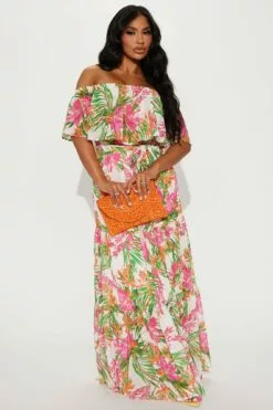 Fashion Nova Summer Tropics Maxi Dress - White/combo