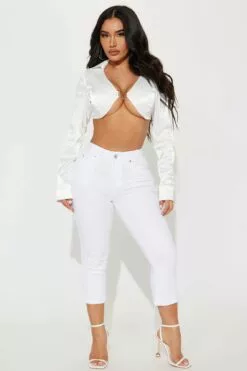 Fashion Nova All That Booty Lifting Crop Jean - White