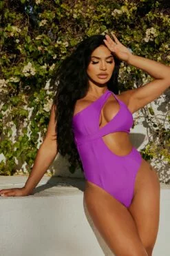 Fashion Nova Beach Babe 1 Piece Swimsuit - Purple