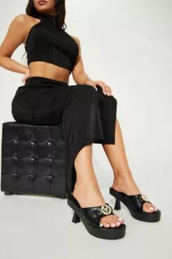 Fashion Nova Tiffani Heeled Mules - Black