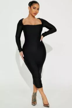 Fashion Nova Resist Temptation Midi Dress - Black
