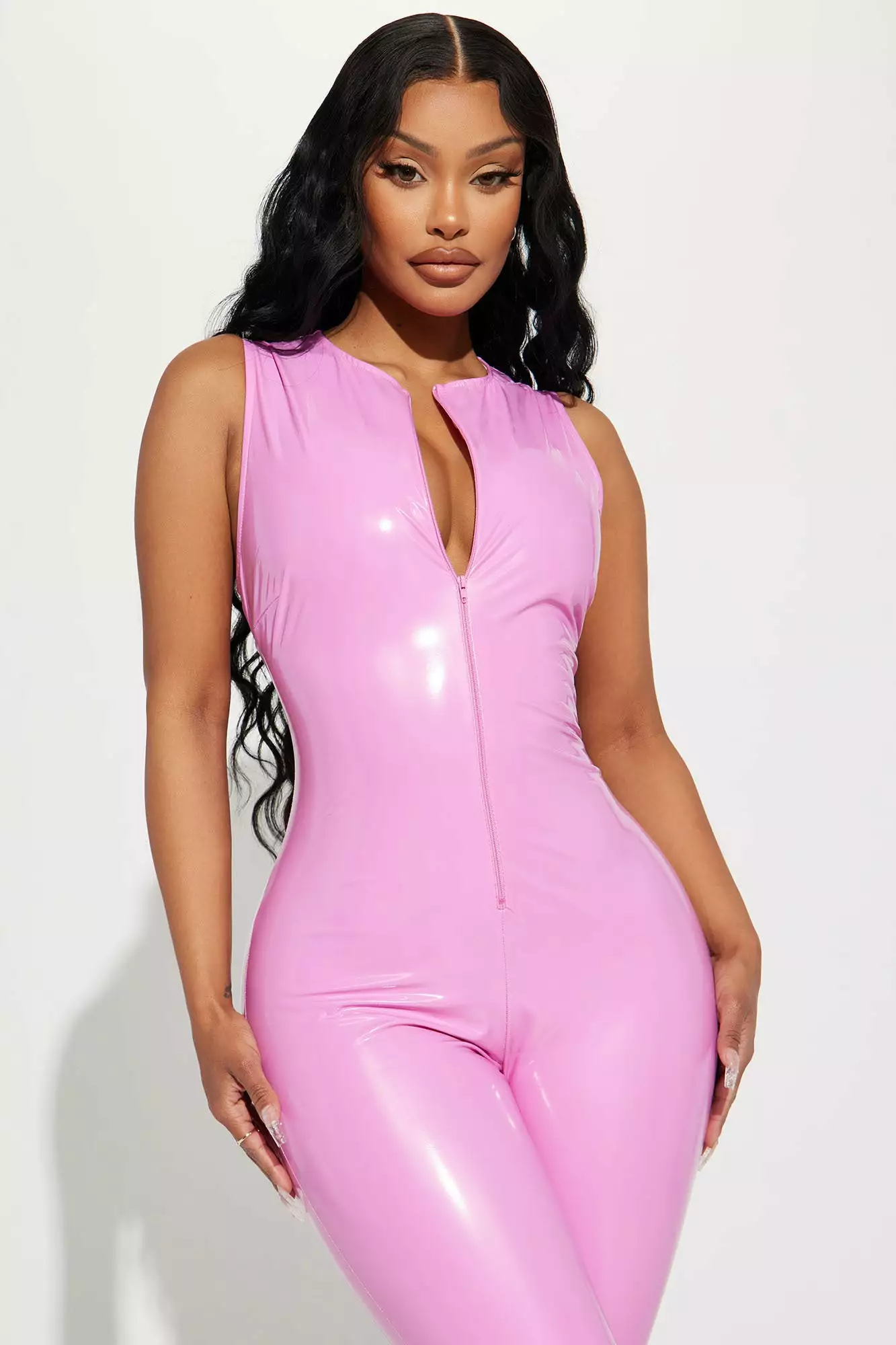 Fashion Nova Baddie Drip Latex Jumpsuit - Pink 4 Fashion Nova Baddie Drip Latex Jumpsuit - Pink - Image 2