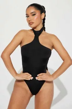 Fashion Nova Alexis Halter Bodysuit - Black