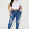 Fashion Nova Get To It Ripped Stretch Skinny Jean - Medium Wash -Fashion Nova Sales 02 23 23Studio6 KS KT 13 42 52 33 EP59198CVM2867 MediumWash P 12304 PLUS JB