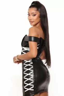 Fashion Nova Aldari Faux Leather Skirt Set - Black/combo -Fashion Nova Sales 02 24 22Studio4 BR KG 14 28 58 30 S0430FN Blackcombo 2826 KS