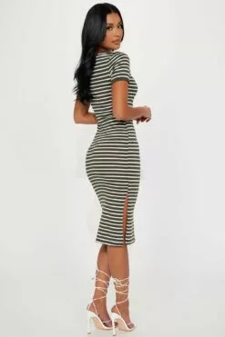 Fashion Nova Striped Midi Dress - Olive/combo -Fashion Nova Sales 02 24 23Studio1 KS IM 15 24 42 64 JD46916S Olivecombo 0203 SG