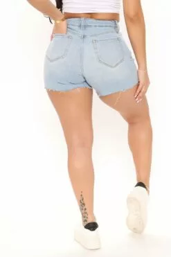 Fashion Nova Emelia Stretch Cut Off Denim Shorts - Light Blue Wash -Fashion Nova Sales 02 25 21Studio4 CE JH 11 36 31 21 S232670 LightBlueWash 24772 WG