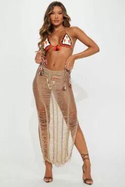 Fashion Nova Bora Bora Baby Crochet Cover Up Skirt - Mocha