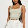 Fashion Nova True Perfection Ruched Top - Grey