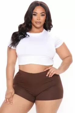 Fashion Nova Plain Jane Mini Shorts - Chocolate -Fashion Nova Sales 03 02 21Studio3 DM JH 10 01 36 8 RB4012 Chocolate 0596 PLUS KL