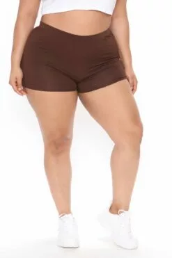 Fashion Nova Plain Jane Mini Shorts - Chocolate -Fashion Nova Sales 03 02 21Studio3 DM JH 10 01 41 8 RB4012 Chocolate 0599 PLUS KL