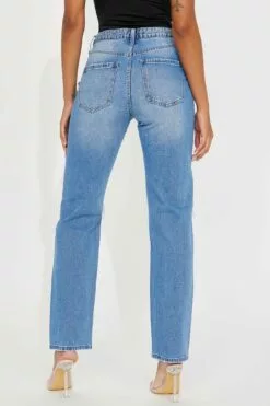 Fashion Nova Perfect Fit Waistband Straight Leg Jean - Medium Wash -Fashion Nova Sales 03 02 23Studio1 TH B 09 36 37 9 FN24541FT36 MediumWash 4132 EH