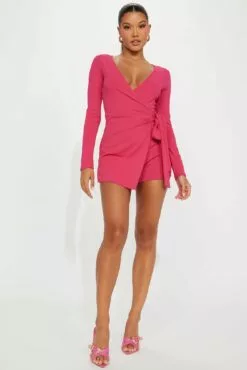 Fashion Nova Brylee Romper - Hot Pink