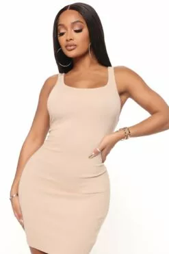 Fashion Nova Abigail Ribbed Mini Dress - Taupe -Fashion Nova Sales 03 07 22Stuido3 SN RL 15 21 07 49 72819FN Taupe 1511 SG