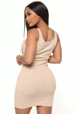 Fashion Nova Abigail Ribbed Mini Dress - Taupe -Fashion Nova Sales 03 07 22Stuido3 SN RL 15 21 58 49 72819FN Taupe 1515 SG