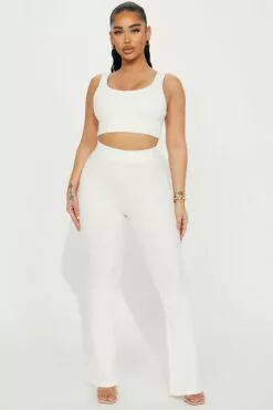 Fashion Nova Zelda Flare Pant Set - White