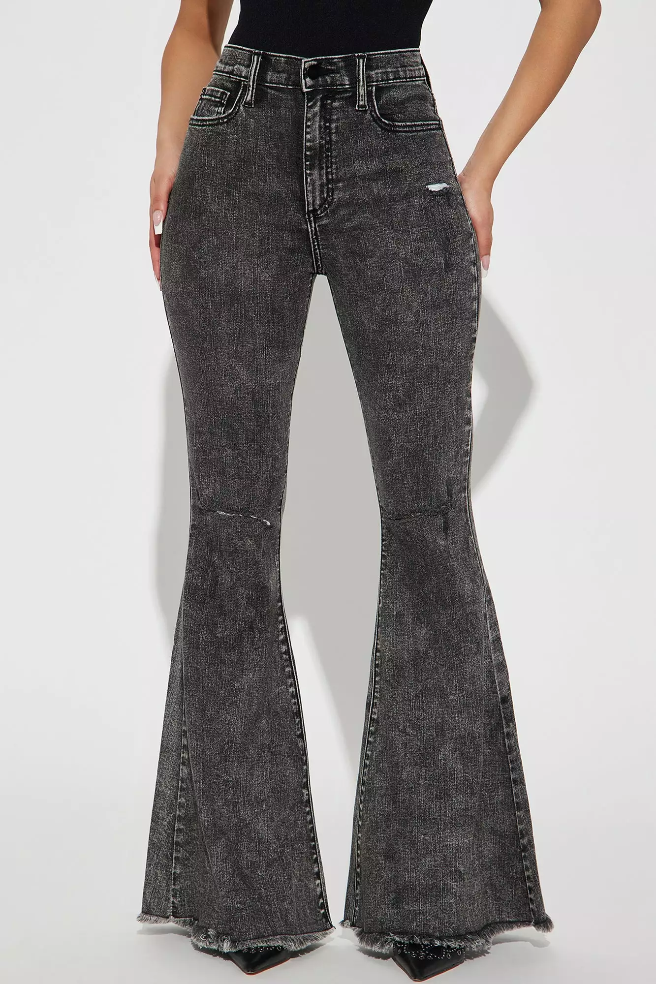 Fashion Nova Hilary Hyper Stretch Flare Jeans - Acid Wash Black 4 Fashion Nova Hilary Hyper Stretch Flare Jeans - Acid Wash Black - Image 2