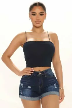 Fashion Nova Hailee Crop Tank Top - Navy