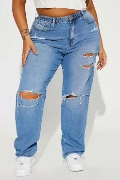 Fashion Nova Perfect Fit Waistband Straight Leg Jean - Medium Wash -Fashion Nova Sales 03 14 23Studio4 RM JH 15 29 03 40 FN24541FT36 MediumWash 11034 PLUS PXF