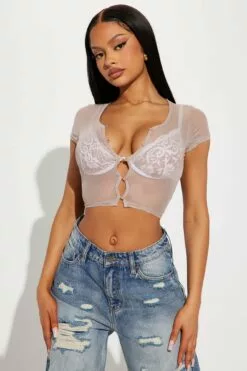 Fashion Nova Genesis Mesh Top - Taupe