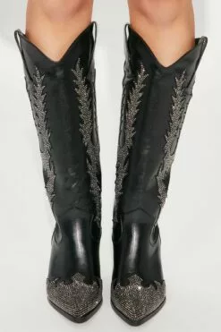 Fashion Nova Show Stopper Embellished Cowboy Boots - Black -Fashion Nova Sales 03 15 23Studio7 CB RS 10 48 00 17 MILEY09 Black P 5757 SG