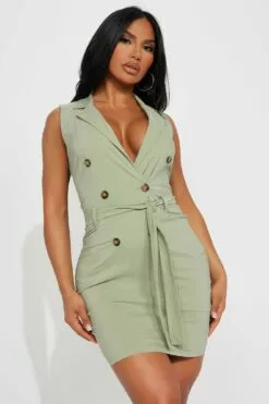 Fashion Nova Feeling The Vibe Blazer Mini Dress - Olive