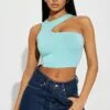Fashion Nova Just Another Day Crop Top - Aqua
