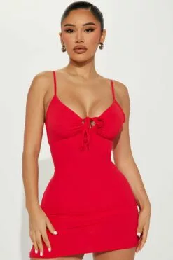 Fashion Nova Carmen Back Cut Out Mini Dress - Red