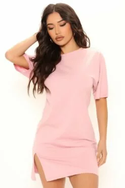 Fashion Nova Delilah T Shirt Dress - Rose