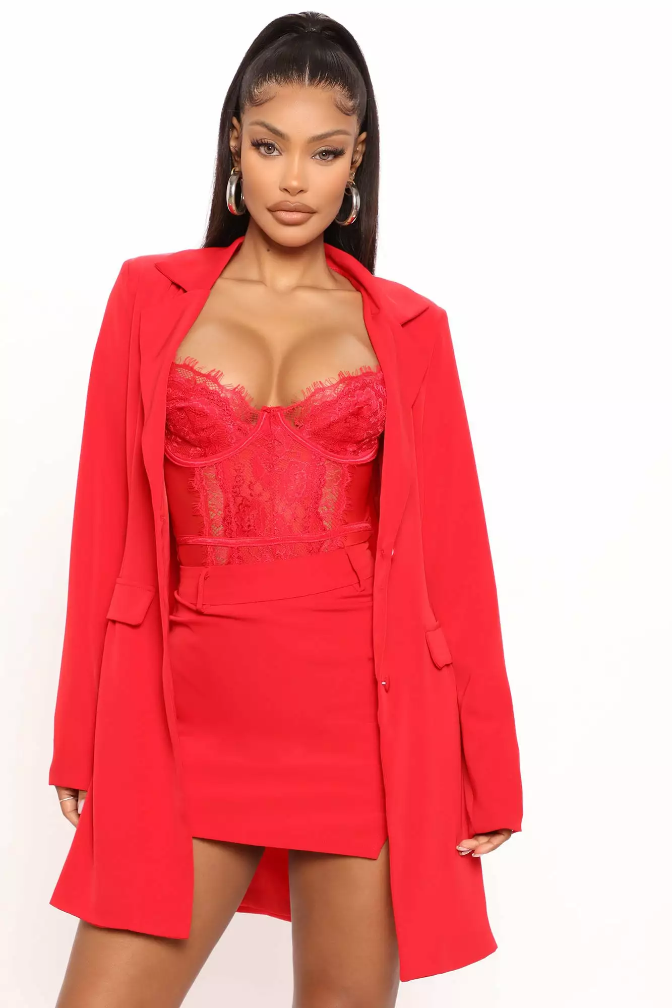 Fashion Nova She's Always Right Blazer Set - Red 5 Fashion Nova She's Always Right Blazer Set - Red - Image 3