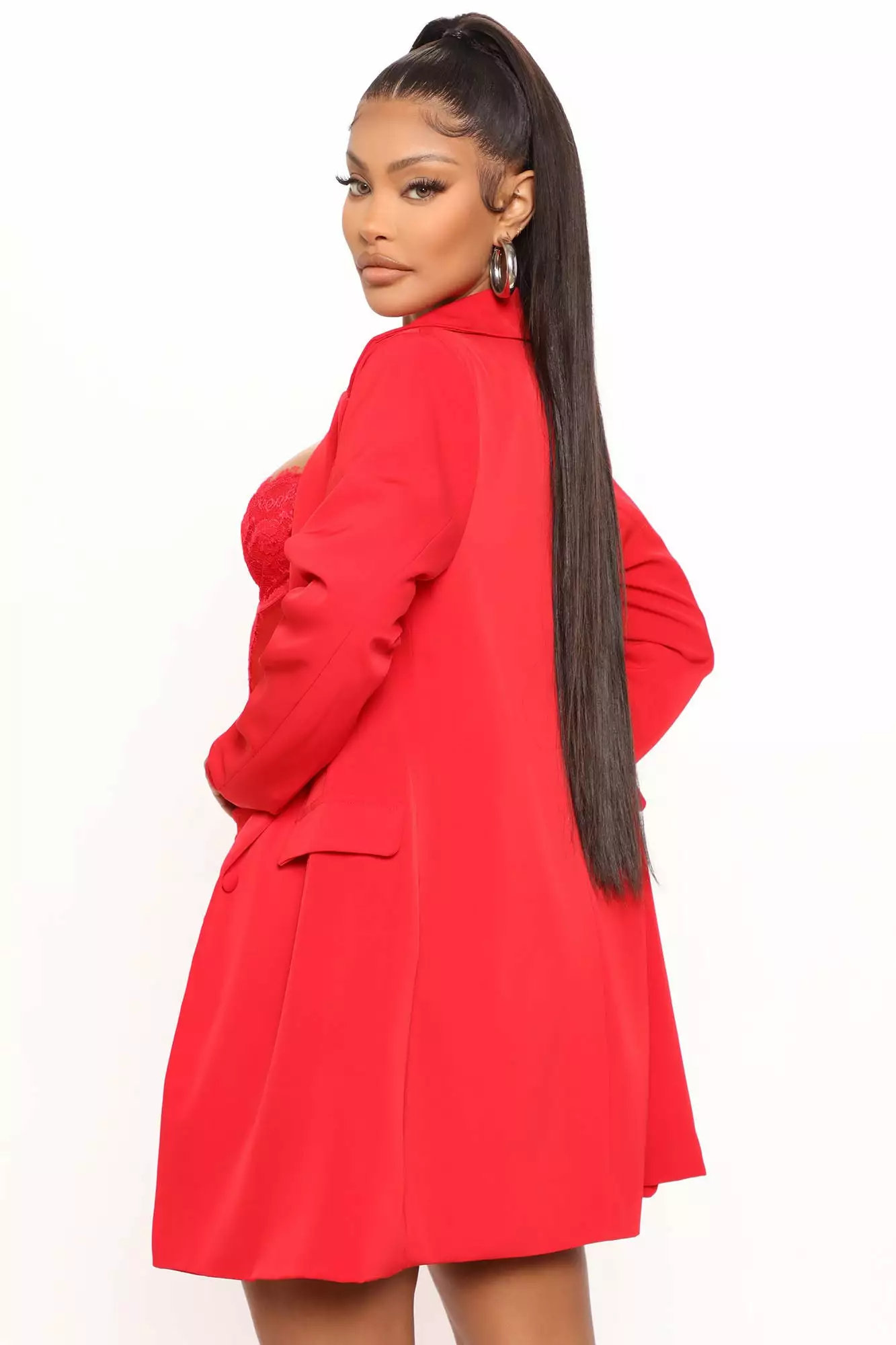 Fashion Nova She's Always Right Blazer Set - Red 6 Fashion Nova She's Always Right Blazer Set - Red - Image 4