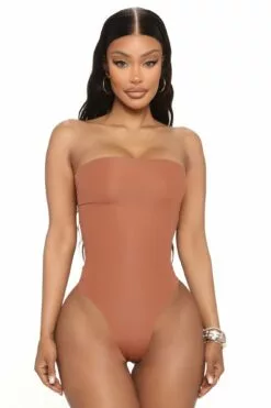 Fashion Nova Feeling My Curves Shapewear Strapless Bodysuit - Brown