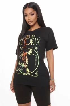 Fashion Nova Jimi Hendrix Gradient Top - Black