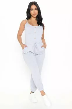 Fashion Nova Always On Time Jumpsuit - Heather Grey