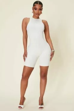 Fashion Nova Ezra Snatched Romper - Off White