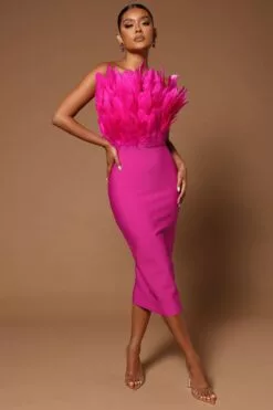 Fashion Nova Marianna Bandage Midi Dress - Magenta